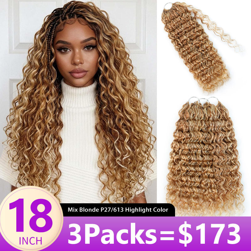 Mix Blonde P27/613 Highlight Color Water Wave Crochet Human Hair Pre-Separated Miracle Konts Feather Human Hair Extension