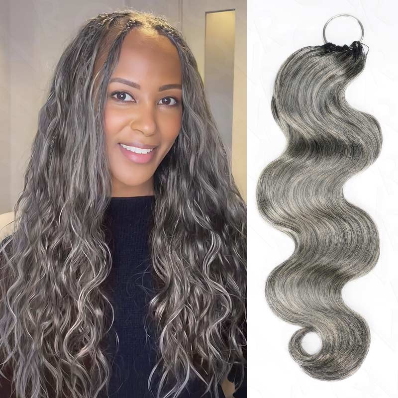 RHISO New In Salt & Pepper Burmese Curly/Kinky Curly/Deep Wave Crochet Hair Miracle Konts Feather Human Hair Extension for Boho Braids