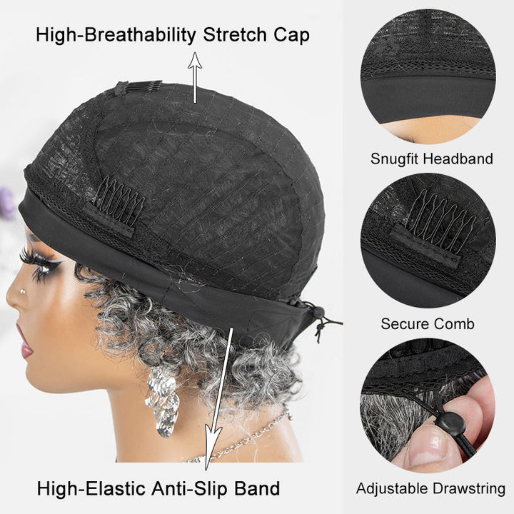 Standard Salt & Pepper Straight Headband Human Hair Wig Silver Gray Glueless Wigs For Women