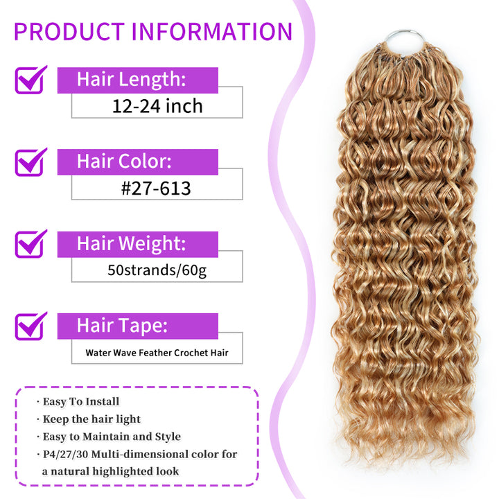 Mix Blonde P27/613 Highlight Color Water Wave Crochet Human Hair Pre-Separated Miracle Konts Feather Human Hair Extension