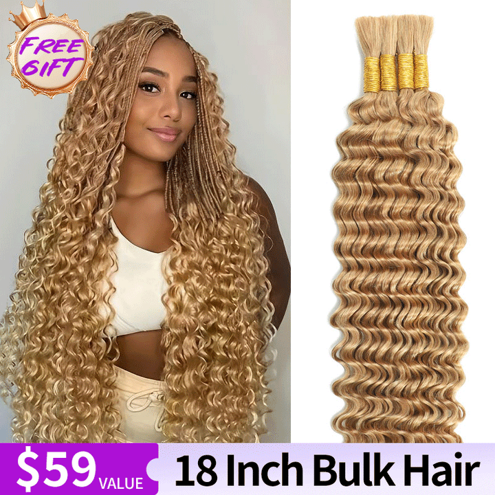 [Free Gift]18 Inches Deep Wave Bulk Human Hair Randomly Selected Color（100g/Pack ）