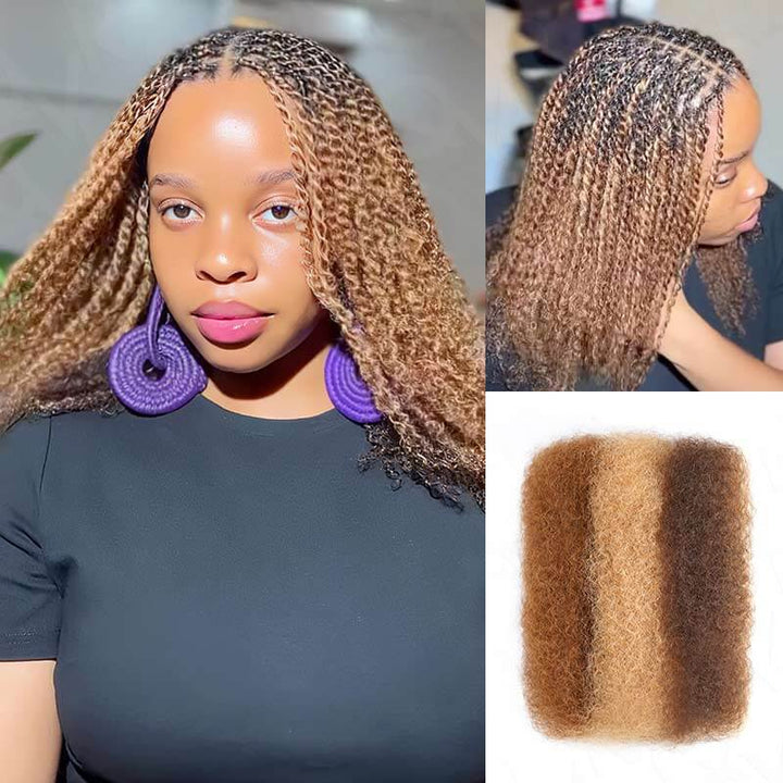 P4/30/27 Highlight Color Afro kinky Bulk Hair Extensions For Mini Twist Braiding Dreadlock—RhisoHair