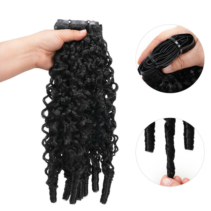 Burmese Curly Seamless Clip In Human Hair Extensions For Black Women 8 Pcs/pack Natural Volume & Looking