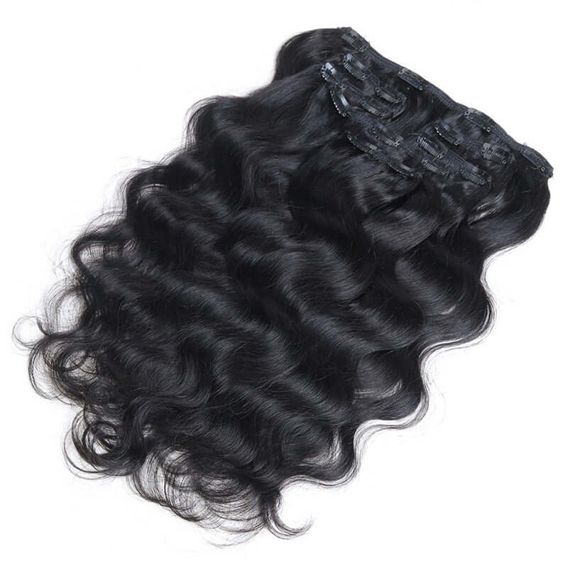 Body Wave Seamless Clip In Human Hair Extensions For Black Women Natural Color 8 /16 Pieces 120G /240G