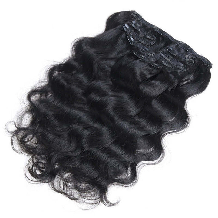 Body Wave Seamless Clip In Human Hair Extensions For Black Women Natural Color 8 /16 Pieces 120G /240G