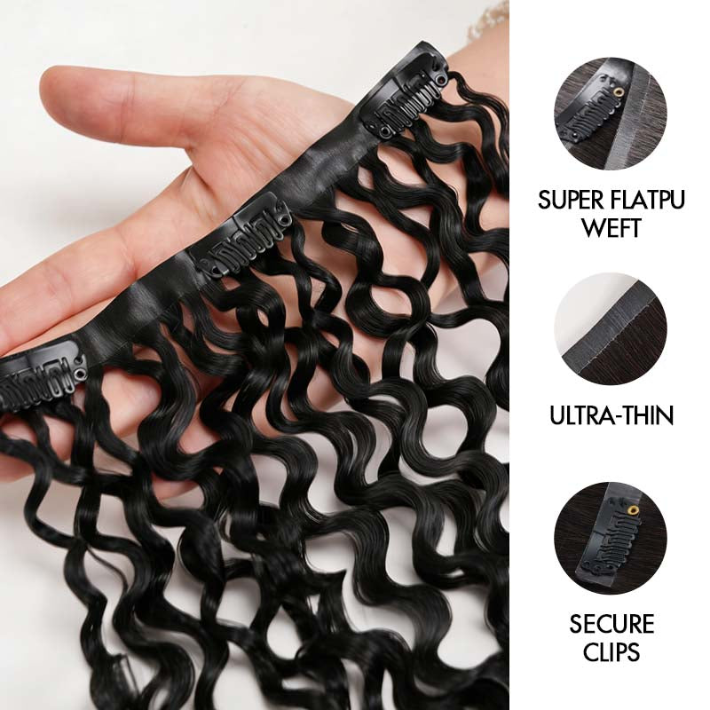 Burmese Curly Seamless Clip In Human Hair Extensions For Black Women 8 Pcs/pack Natural Volume & Looking