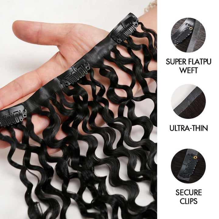 Burmese Curly Seamless Clip In Human Hair Extensions For Black Women 8 Pcs/pack Natural Volume & Looking