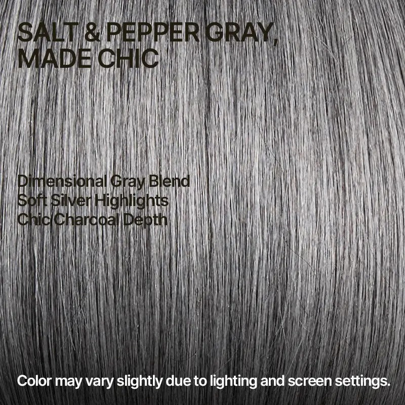 8 Inches Layer Cut Salt and Pepper Human Hair Bob Wig Silver Gray L-Part Glueless Lace Wig