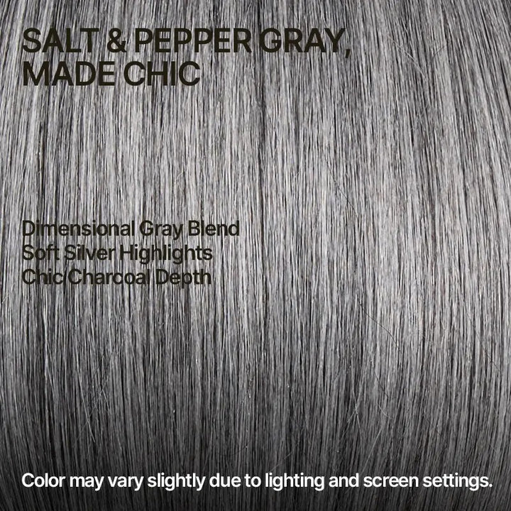 8 Inches Layer Cut Salt and Pepper Human Hair Bob Wig Silver Gray L-Part Glueless Lace Wig
