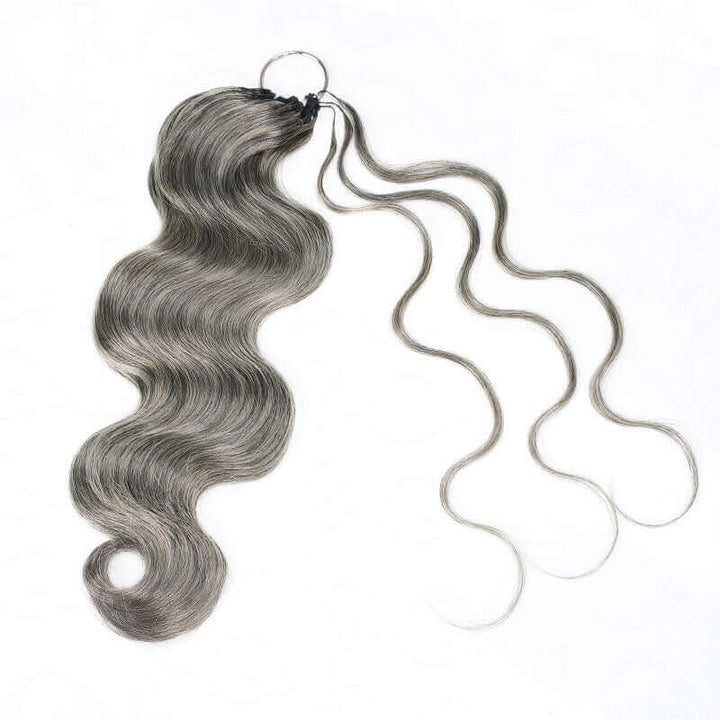 RHISO New In Salt & Pepper Burmese Curly/Kinky Curly/Deep Wave Crochet Hair Miracle Konts Feather Human Hair Extension for Boho Braids