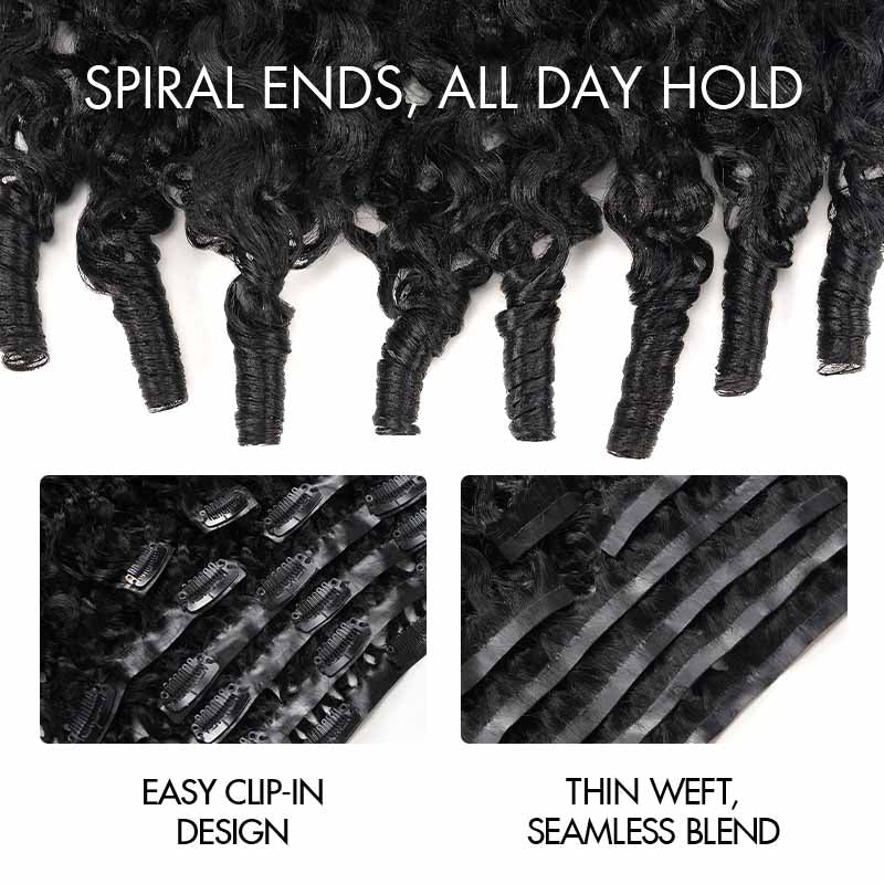 Burmese Curly Seamless Clip In Human Hair Extensions For Black Women 8 Pcs/pack Natural Volume & Looking