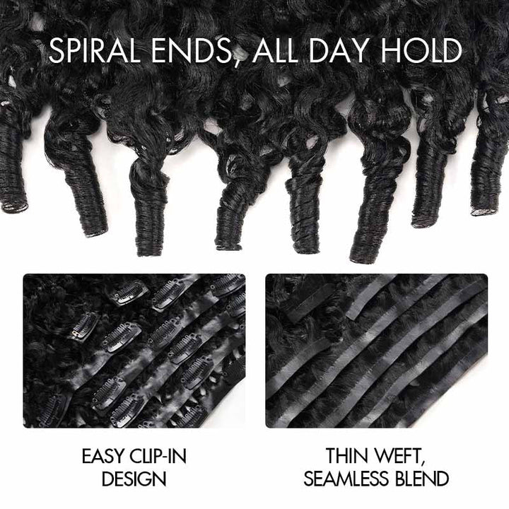 Burmese Curly Seamless Clip In Human Hair Extensions For Black Women 8 Pcs/pack Natural Volume & Looking