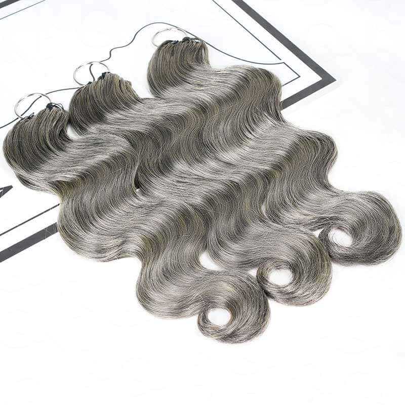 RHISO New In Salt & Pepper Burmese Curly/Kinky Curly/Deep Wave Crochet Hair Miracle Konts Feather Human Hair Extension for Boho Braids