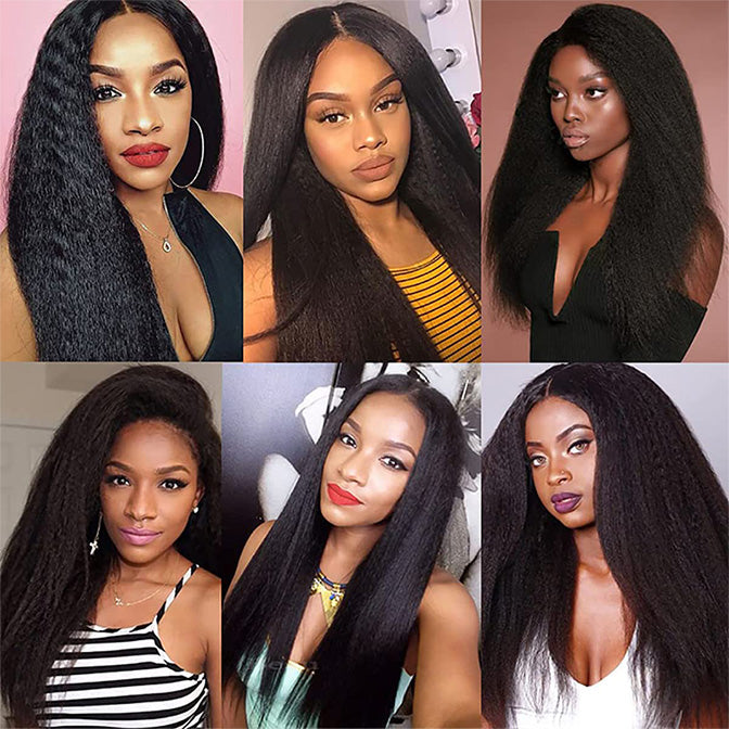 Kinky Straight Human Hair 3Bundles Natural Black Yaki Straigh Brazilian Virgin Hair 100% Unprocessed Kinky Straight Human Hair Extensions