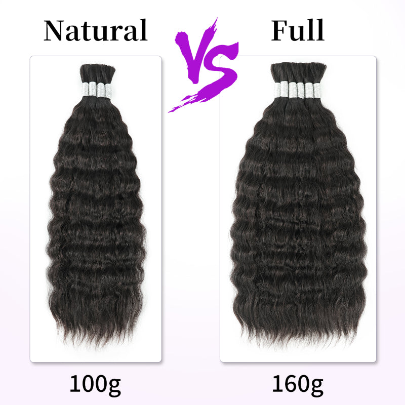 RHISO 18Inch Natural Color Super Wave Bulk Human Hair Extensions for Boho Braids – Wet and Wavy No Weft Human Hair 4 Bundles/Pack 160g