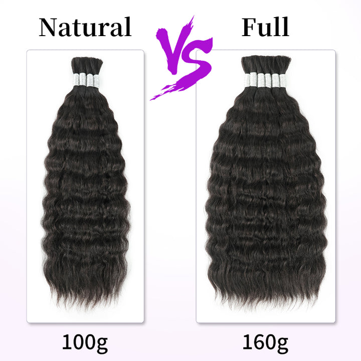 RHISO 18Inch Natural Color Super Wave Bulk Human Hair Extensions for Boho Braids – Wet and Wavy No Weft Human Hair 4 Bundles/Pack 160g