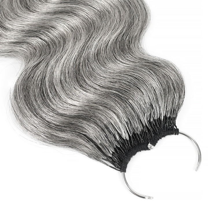 Standard Salt & Pepper Body Wave Crochet Hair Miracle Konts Feather 100% Human Hair Extension for Boho Braids-RHISO
