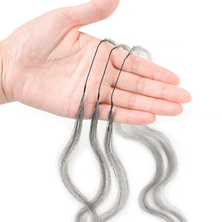 Deep Salt & Pepper Body Wave Crochet Hair Miracle Konts Feather 100% Human Hair Extension for Boho Braids-RHISO