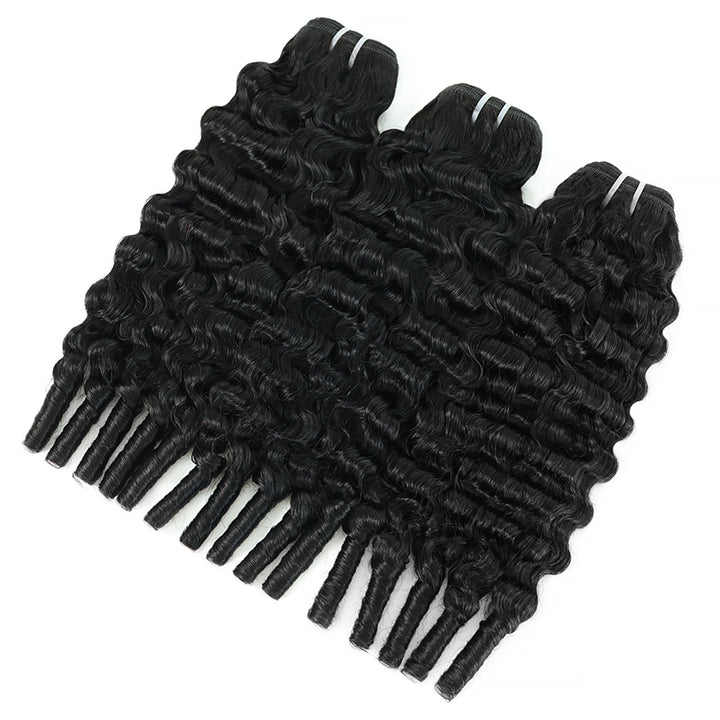 Super Double Drawn Burmese Curly Human Hair Bundles Unprocessed Full End Hair Extensions