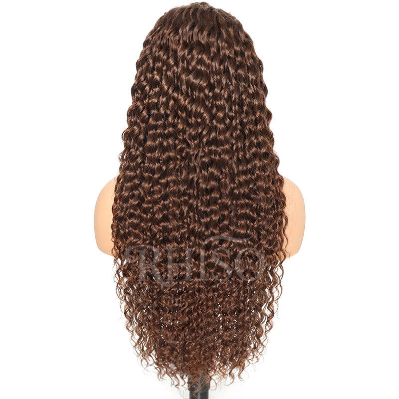 Pre-Braided #4 Chocolate Brown Deep Wave Human Hair Wig Pre-Plucked 13x6 HD Lace Frontal Wig