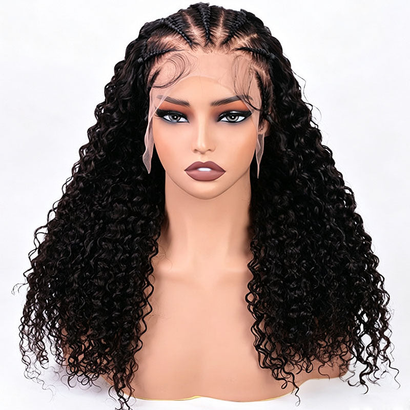 Pre-Braided #4 Chocolate Brown Deep Wave Human Hair Wig Pre-Plucked 13x6 HD Lace Frontal Wig