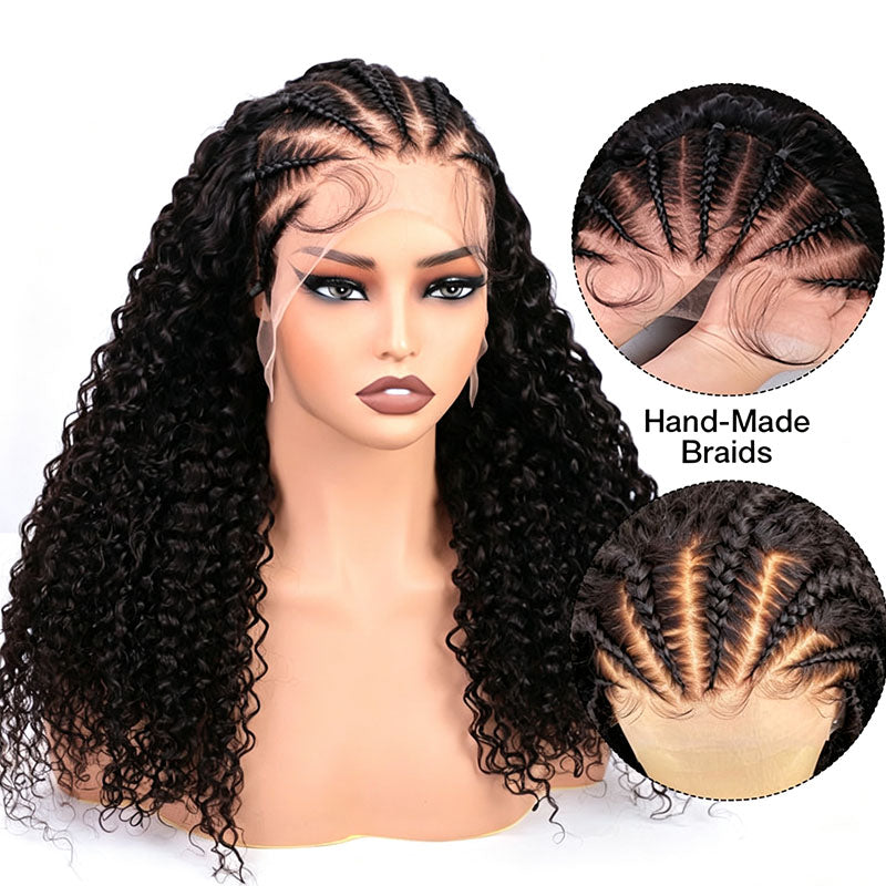 Pre-Braided #4 Chocolate Brown Deep Wave Human Hair Wig Pre-Plucked 13x6 HD Lace Frontal Wig