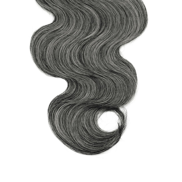 Dark Salt & Pepper Body Wave Crochet Hair Miracle Konts Feather Human Hair Extension for Boho Braids-RHISO