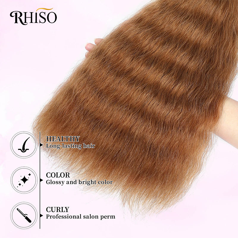 RHISO 18Inch #30 Copper Brown Super Wave Bulk Human Hair Extensions for Boho Braids – Wet and Wavy No Weft Human Hair 4 Bundles/Pack 150g