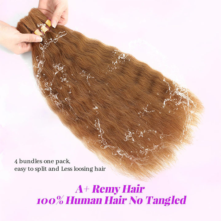 RHISO 18Inch #30 Copper Brown Super Wave Bulk Human Hair Extensions for Boho Braids – Wet and Wavy No Weft Human Hair 4 Bundles/Pack 150g