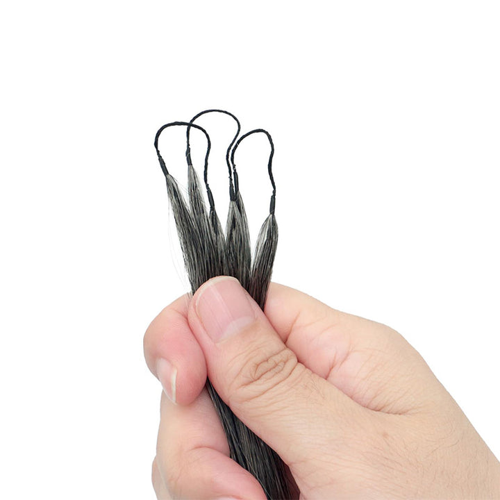 Dark Salt & Pepper Body Wave Crochet Hair Miracle Konts Feather Human Hair Extension for Boho Braids-RHISO