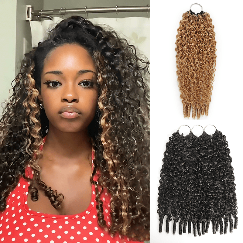 Pay3 Get4|3Packs Natural Black With 1Pack #27 Honey Blonde Burmese Curly Feather Crochet Human Hair Extension 