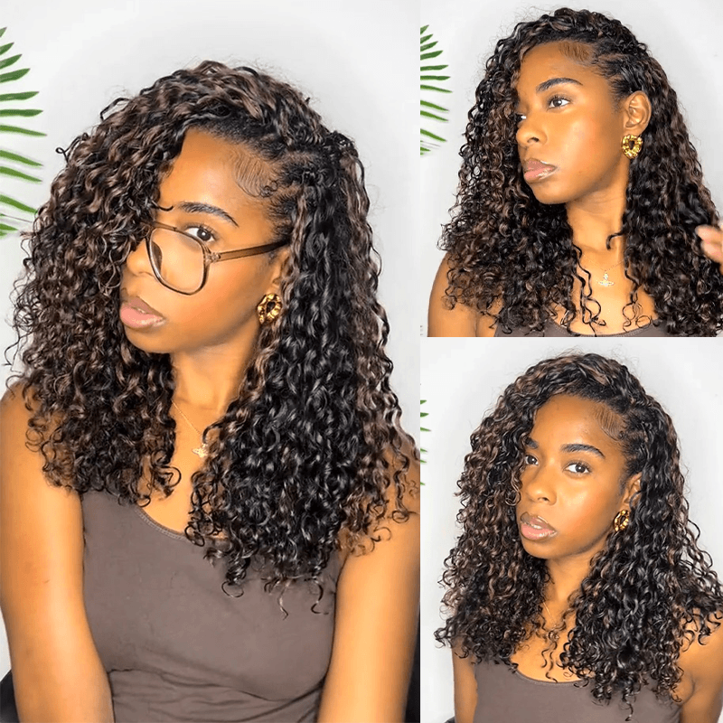 Pay3 Get4|3Packs Natural Black With 1Pack #4 Chocolate Brown Deep Wave Feather Crochet Human Hair Extension