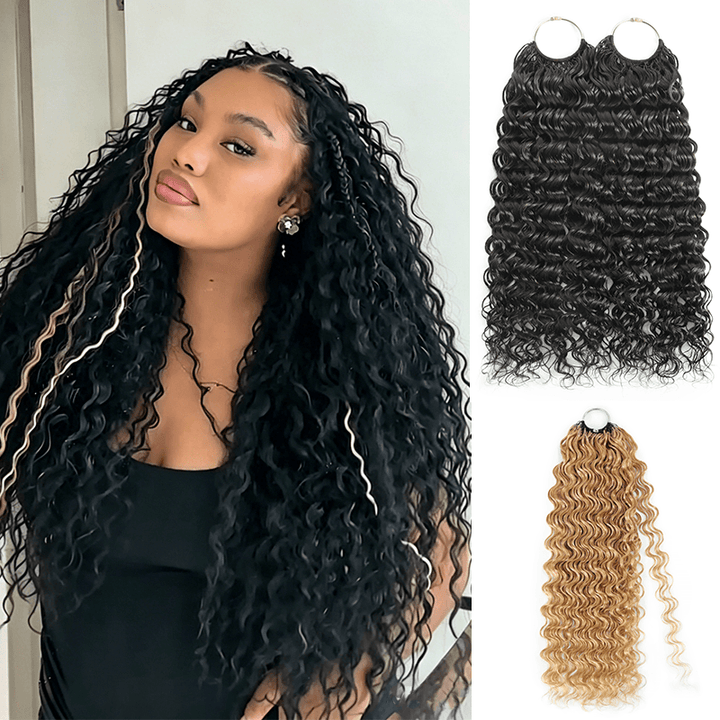 Pay3 Get4|3Packs Natural Black With 1Pack #27 Honey Blonde Water Wave Feather Crochet Human Hair Extension 
