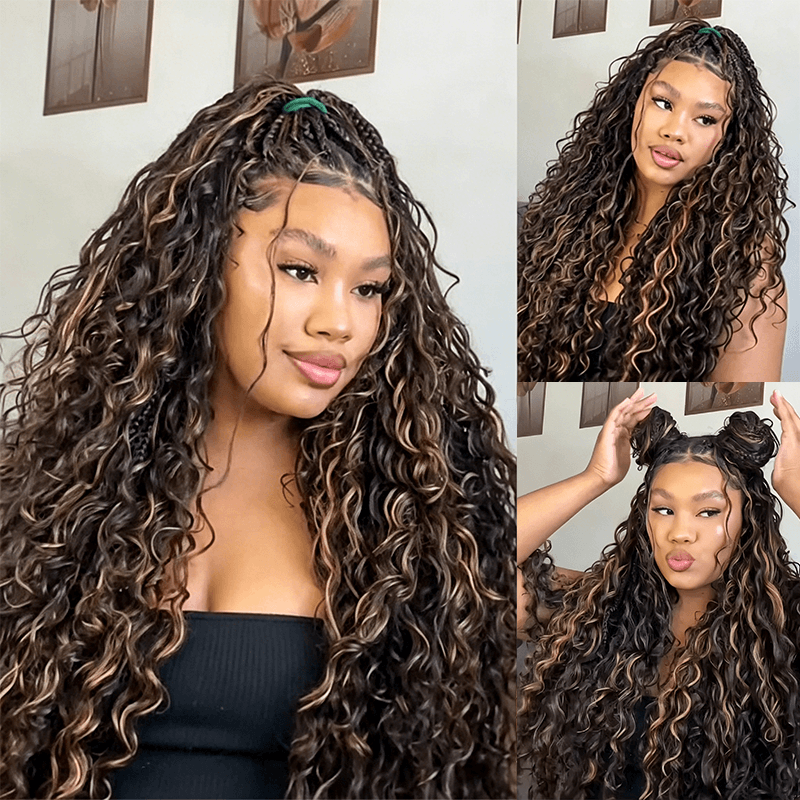 Pay3 Get4|3Packs Natural Black With 1Pack #4 Chocolate Brown Deep Wave Feather Crochet Human Hair Extension 