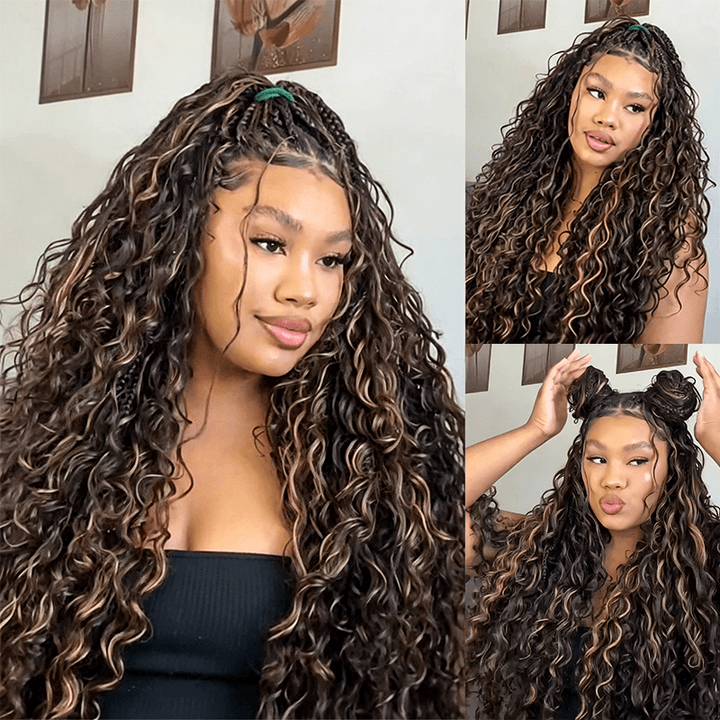 Pay3 Get4|3Packs Natural Black With 1Pack #4 Chocolate Brown Deep Wave Feather Crochet Human Hair Extension 