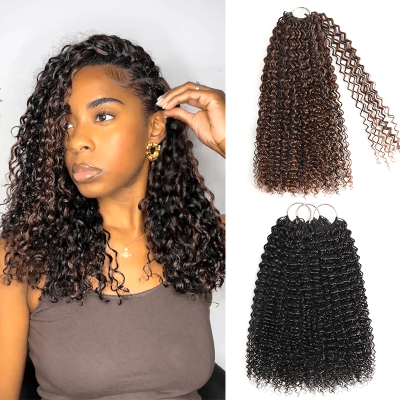 Pay3 Get4|3Packs Natural Black With 1Pack #4 Chocolate Brown Deep Wave Feather Crochet Human Hair Extension