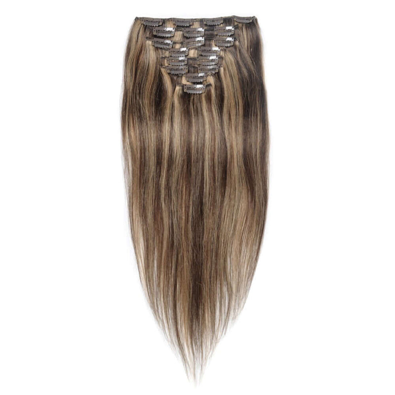 P4/27 Highlight Straight/Body Wave Seamless Clip In Human Hair Extensions For Black Women