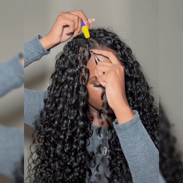 RhisoHair Water Wave Crochet Hair Natural Black Machine Made Feather Human Hair Extension