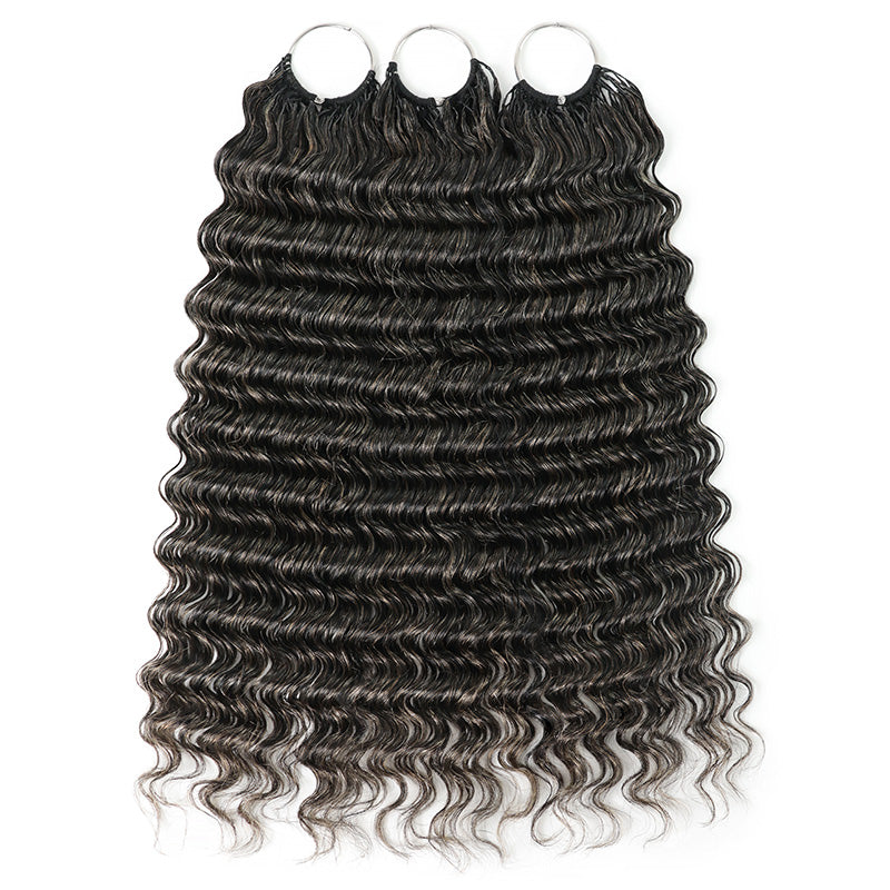#34 Dark Salt & Pepper Miracle Konts Deep Wave Crochet Hair Pre-Separated Feather Human Hair Extension for Black Woman