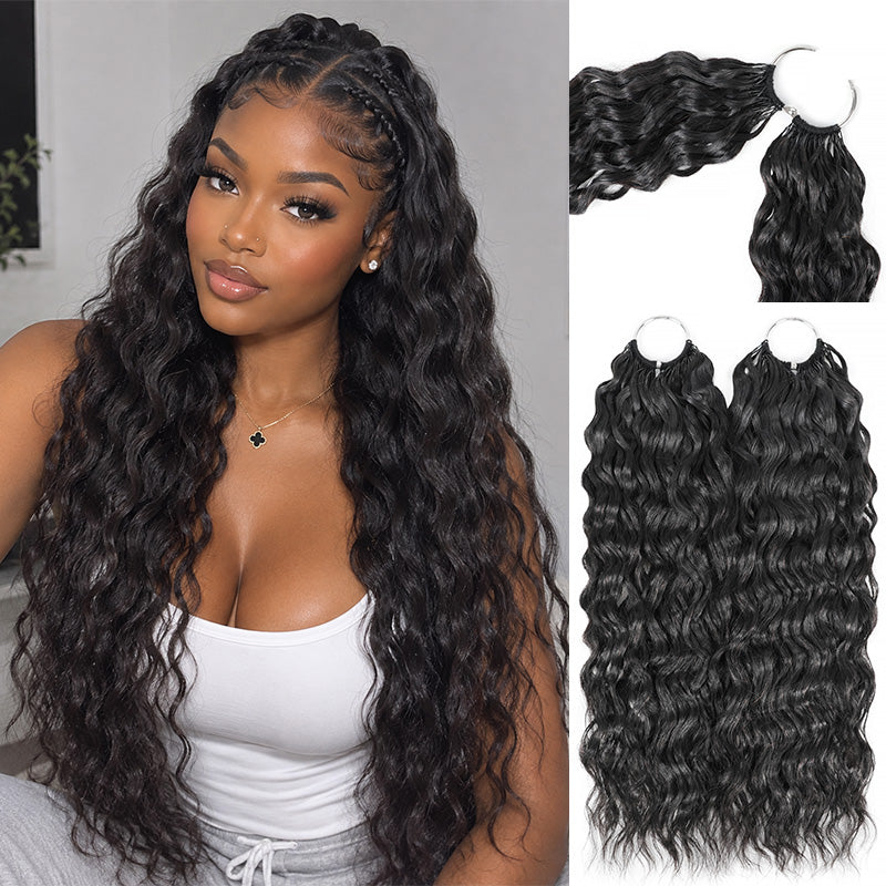Natural Black Super Wave Miracle Knots Crochet Hair Machine Made Feather Human Hair Extension