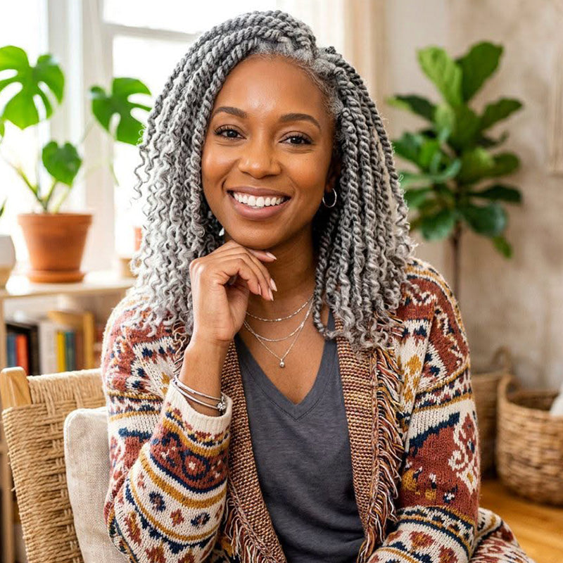 Light Salt & Pepper Afro kinky Bulk Hair Extensions For Braiding Dreadlock Human Hair—RhisoHair
