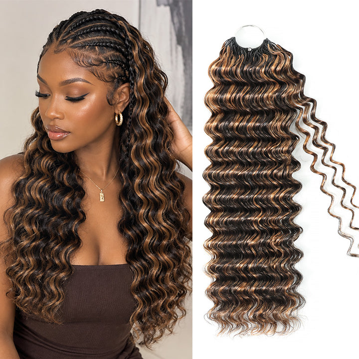 P1B/30 Highlight Deep Wave Crochet Human Hair Miracle Konts Feather 100% Human Hair Extension