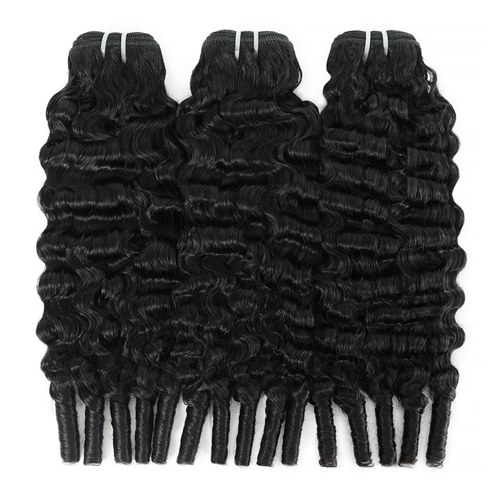 Super Double Drawn Burmese Curly Human Hair Bundles Unprocessed Full End Hair Extensions