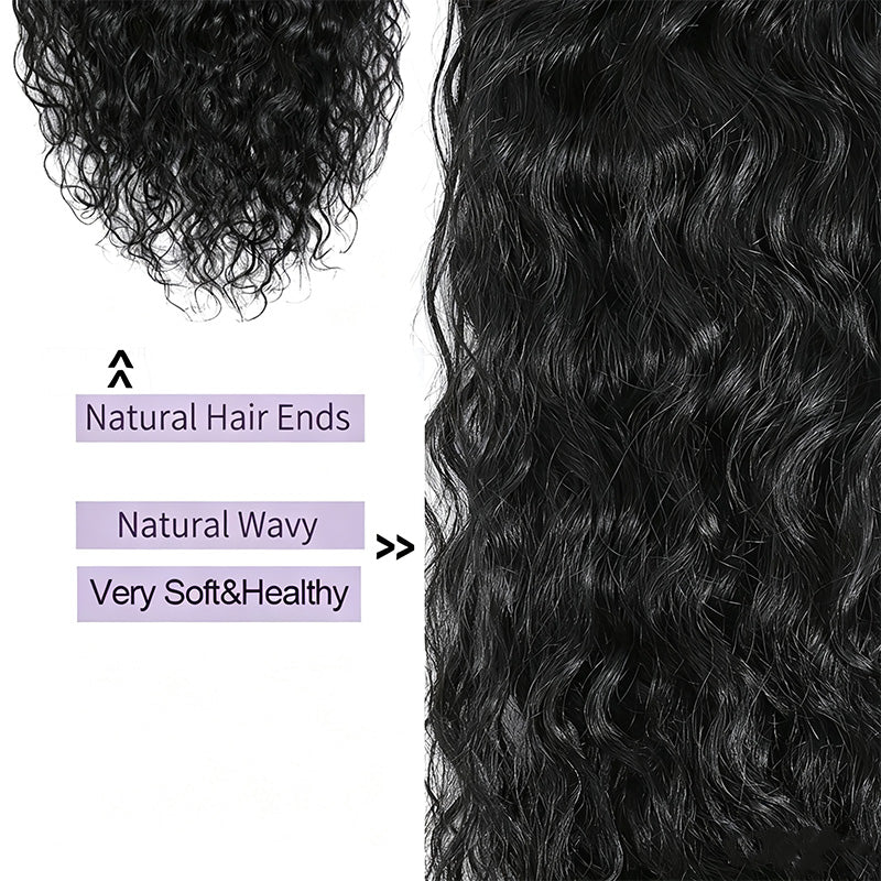 Water Wave Seamless Clip In Human Hair Extensions For Black Women 8 Pcs/pack Natural Volume & Looking