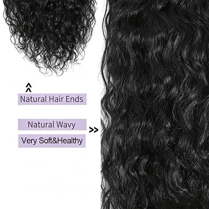 Water Wave Seamless Clip In Human Hair Extensions For Black Women 8 Pcs/pack Natural Volume & Looking