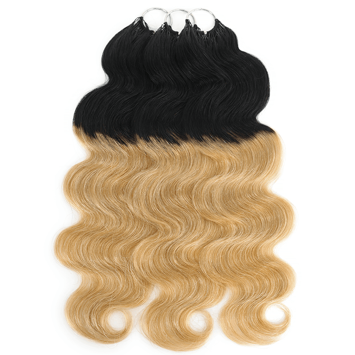 RhisoHair T1B/27 Ombre Blonde Body Wave Crochet Hair Machine Made Feather Human Hair Extension