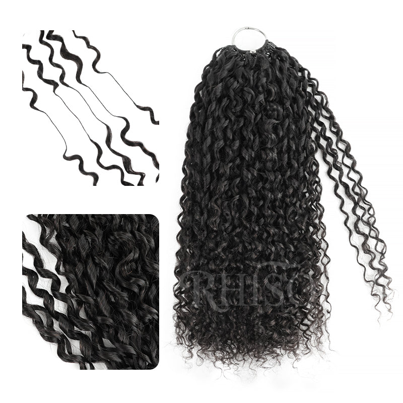 Flash Sale No Code: 3Packs Pixie Curly Crochet Hair Natural Black Machine Made Feather Human Hair Extension-Rhiso Hair