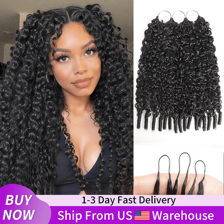 24H Fast Shipping|Burmese Curly Crochet Feather Human Hair Extensions