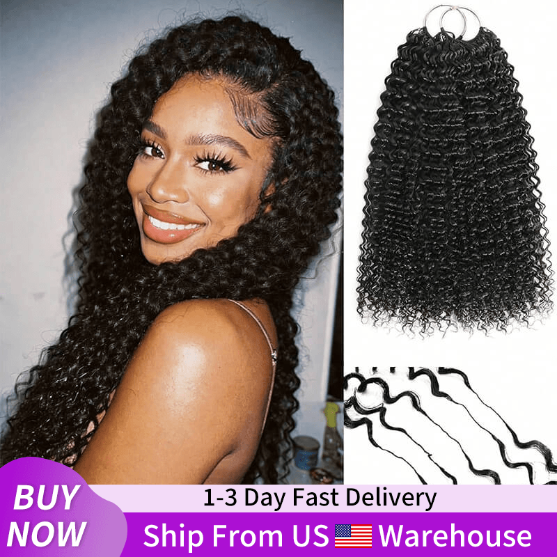 24H Fast Shipping|Jerry Curly Crochet Feather Human Hair Extensions