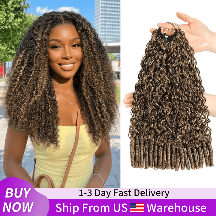 24H Fast Shipping | P4/27 Ash Blonde Highlight Burmese Curly Feather Crochet Human Hair for Boho Braids